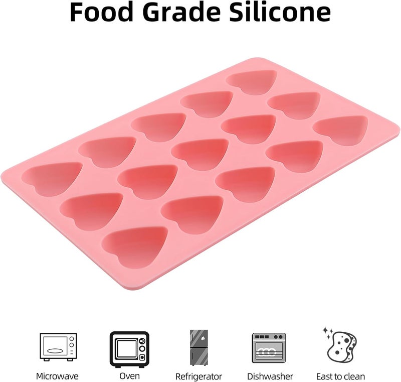 EDUEE Heart Chocolate Molds Valentine's Candy Molds 3 pcs Silicone Heart Mold for Resin Jelly Ice Cube Cupcake Cake Topper Decoration - Image 3